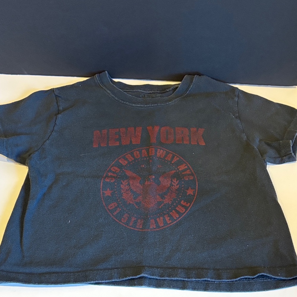 Brandy Melville Black and Red New York Crop Top